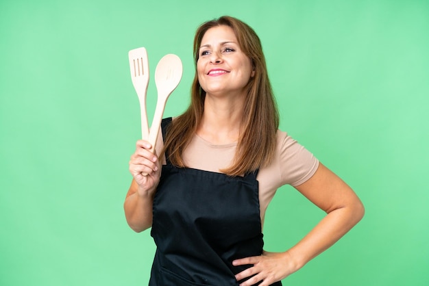 Middle aged caucasian woman over isolated background