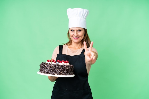 Middle aged caucasian woman over isolated background