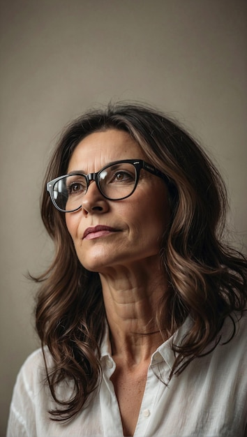 A Middle Aged Italian Woman Wearing Prescription Glasses With Elegant And Discreet Frames