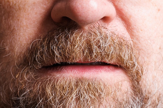 Middle aged male with grayed goatee close up