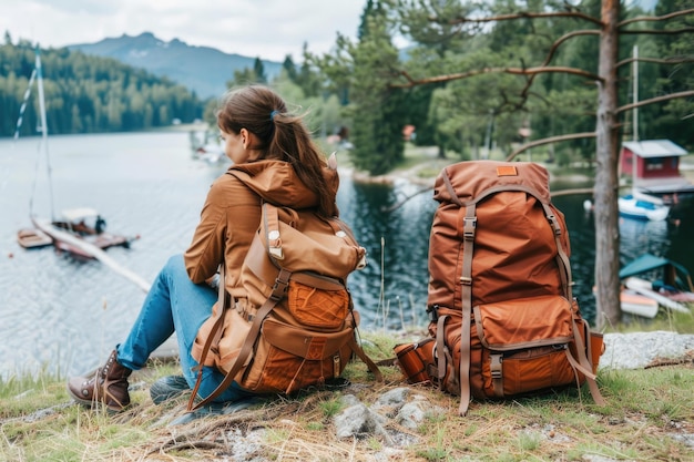 Middle aged woman enjoying nature and slow life outdoors