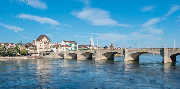 Middle bridge over Rhine river, Basel, Switzerland.