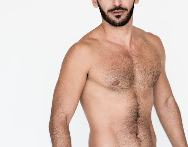 Middle Eastern Man Bare Chest Studio Portrait