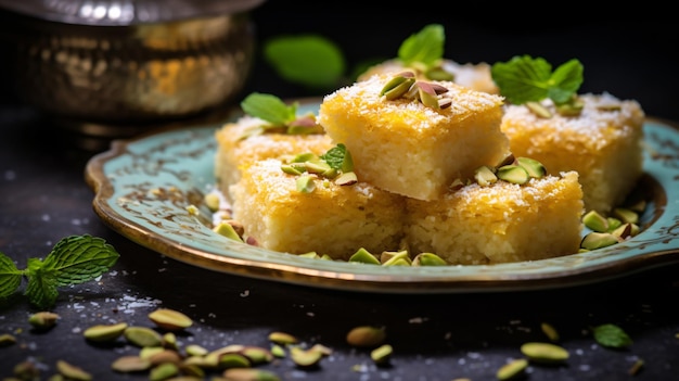 Middle Eastern semolina sweets basbousa