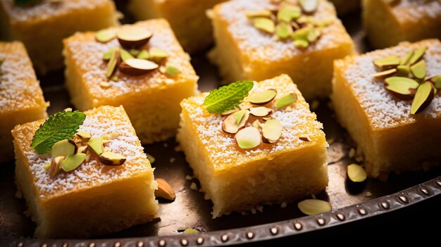 Middle Eastern semolina sweets basbousa