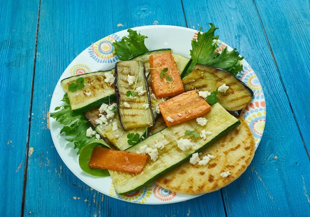 Middle Eastern Style Roasted Vegetables close up