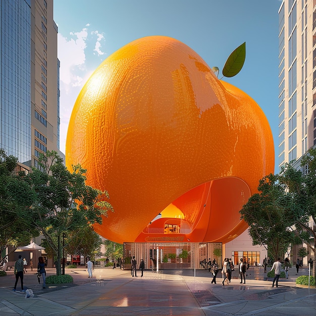 In the middle of the square the Orange Giant popup a big orange creative store orange concept