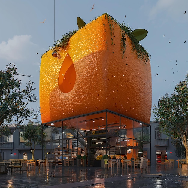 In the middle of the square the Orange Giant popup a big orange creative store orange concept