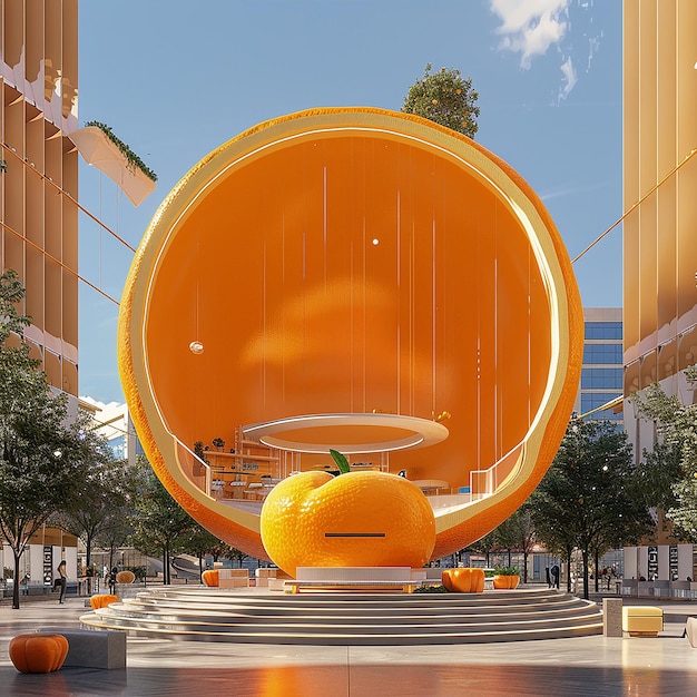 In the middle of the square the Orange Giant popup a big orange creative store orange concept