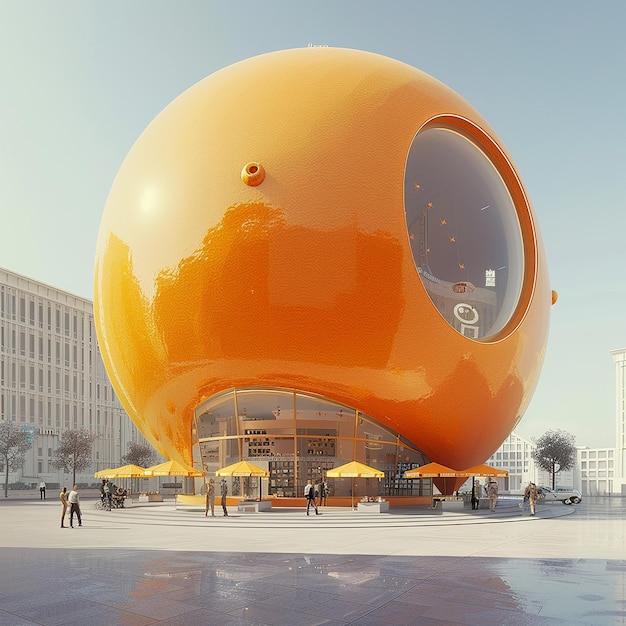 In the middle of the square the Orange Giant popup a big orange creative store orange concept