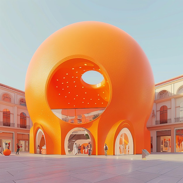 In the middle of the square the Orange Giant popup a big orange creative store orange concept