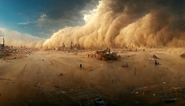 the middle of a whirlwind of sand sandstorm hurricane