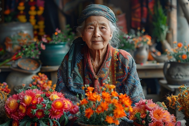 Middleaged Chinese woman documenting ancient healing practices