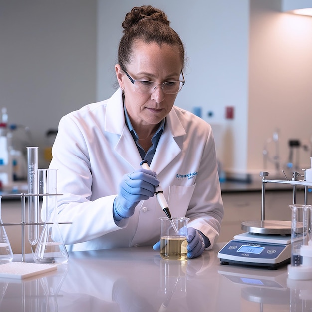 Photo a middleaged laboratory scientist