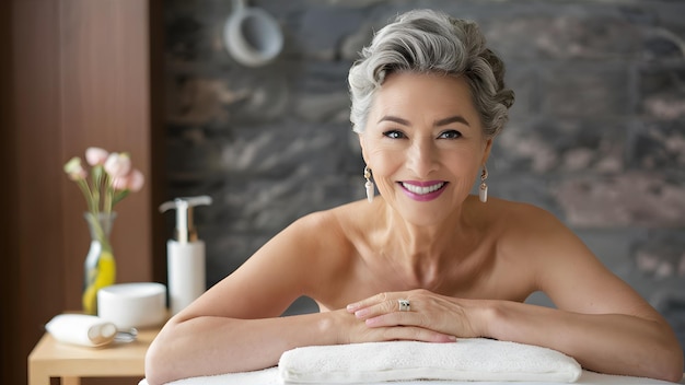 middleaged woman enjoying a luxurious spa day Embodying selfcare and relaxation with highend beau