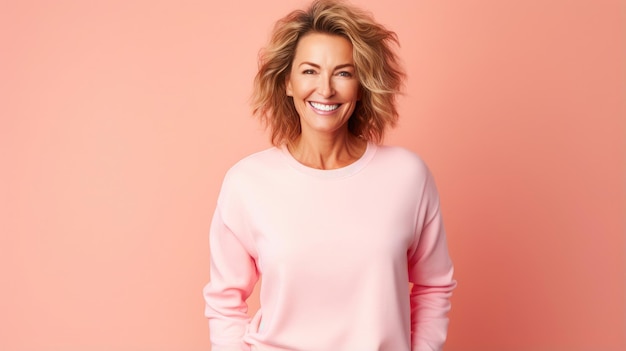 MiddleAged Woman in Vibrant Sweatshirt Design