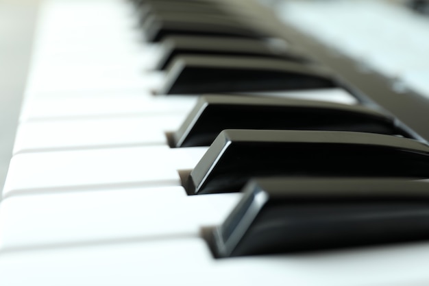 Midi keyboard, close up and selective focus