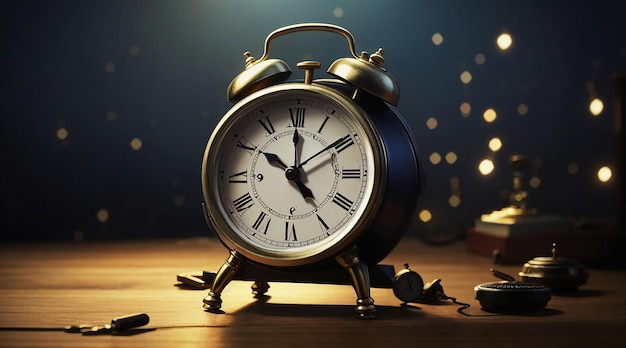 Midnight countdown old fashioned alarm clock symbolizes success