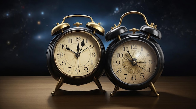 Midnight countdown old fashioned alarm clock symbolizes success