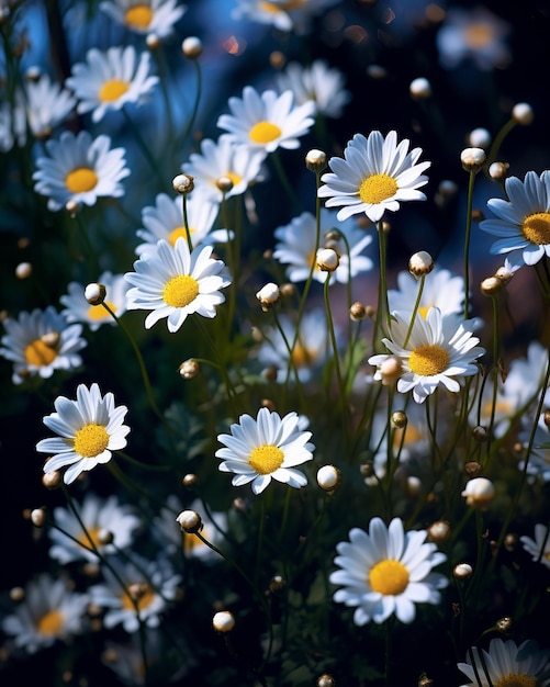 Midnight Garden with White Clusters