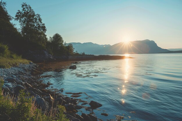 Photo midnight serenity coastal beauty in norway