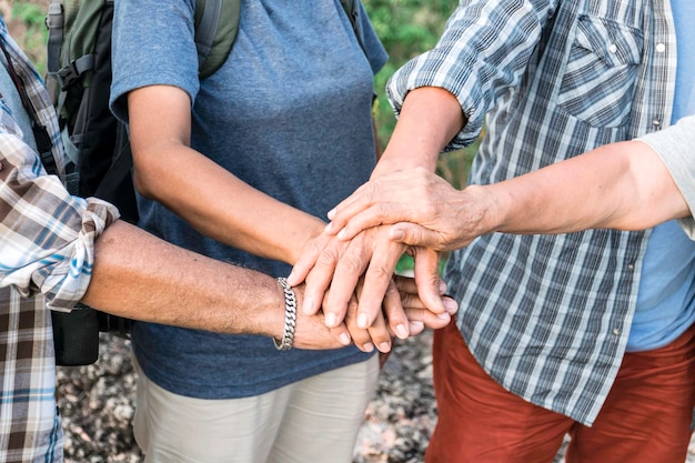 Photo midsection of man and woman standing by people