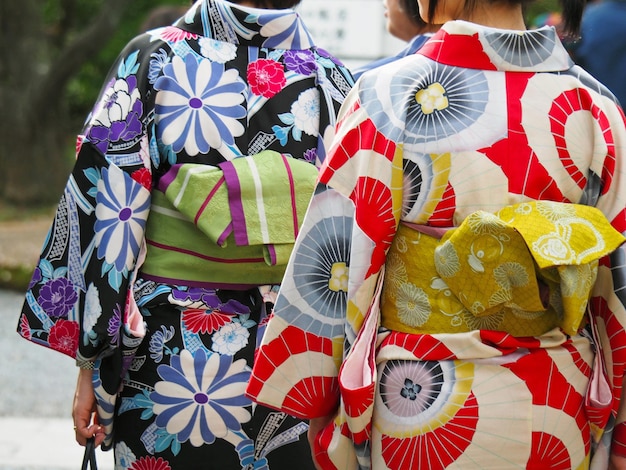 Midsection women wearing kimono