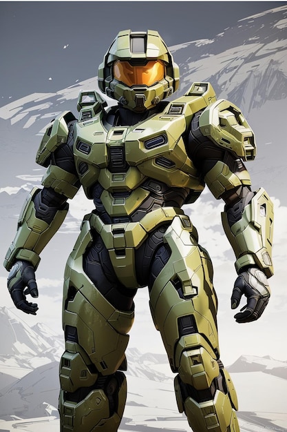 midshot celshading style13 centered image ultra detailed illustration of Master chief from H