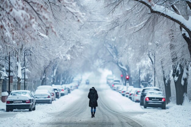 In the midst of an abnormally cold winter the frozen street exudes an icy atmosphere