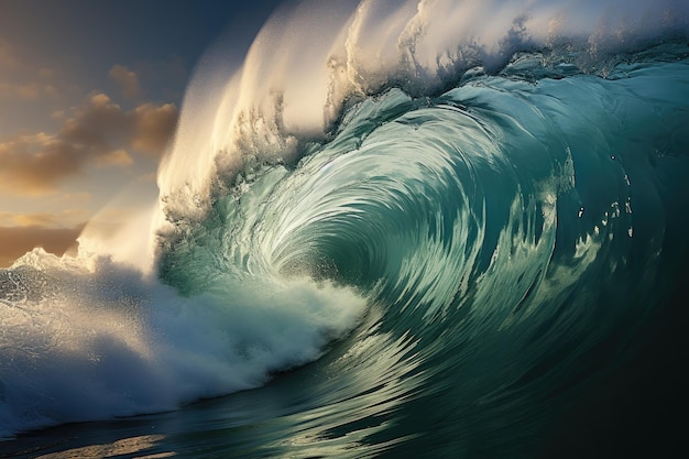 mighty waves in the open ocean