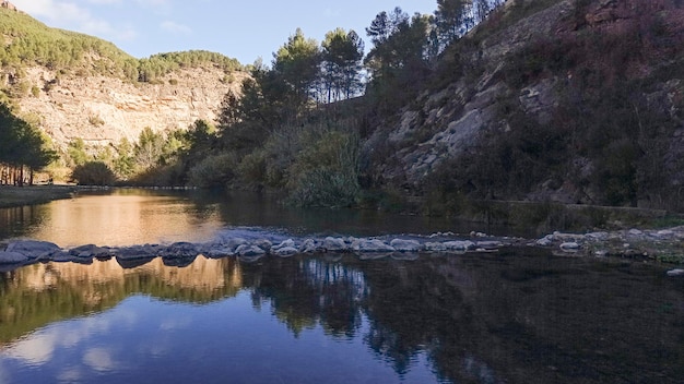 Mijares river in autumn in the vicinity of Montanejos Castellon Spain