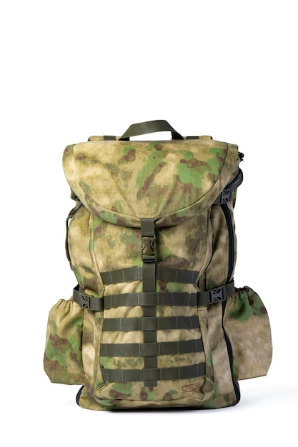 Military backpack isolated on a white background