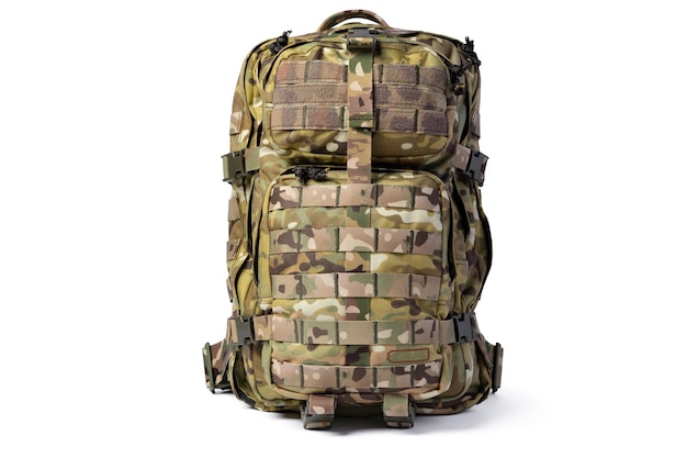 Military backpack isolated on a white background