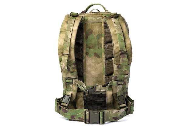 Military backpack isolated on a white background