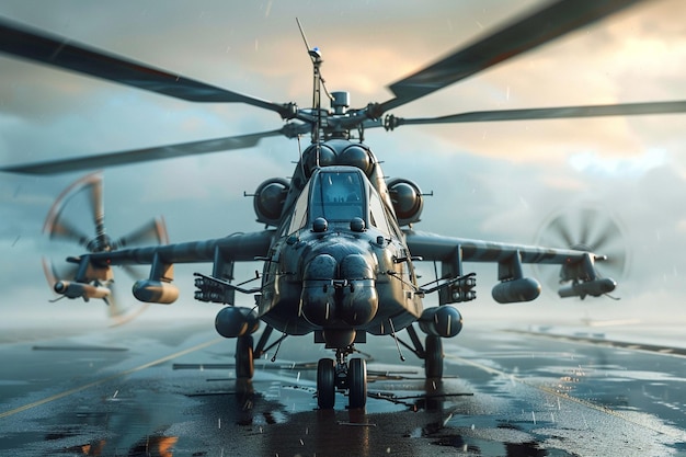 Photo military helicopter render 3d illustration