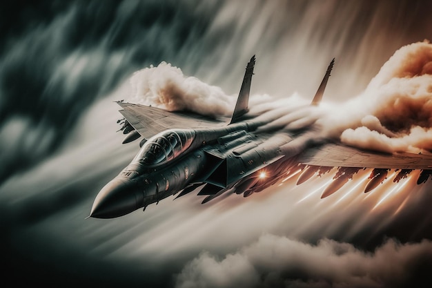 Military jet aircraft exceeding the speed of sound Generative AI