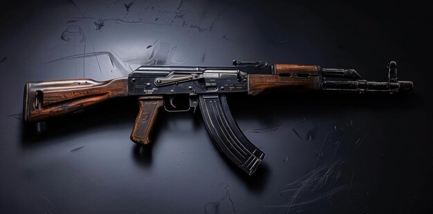 Photo military might ak47 firearm on a highdetailed plain background concept