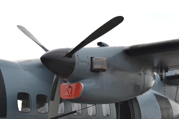 Military plane closeup on propeller