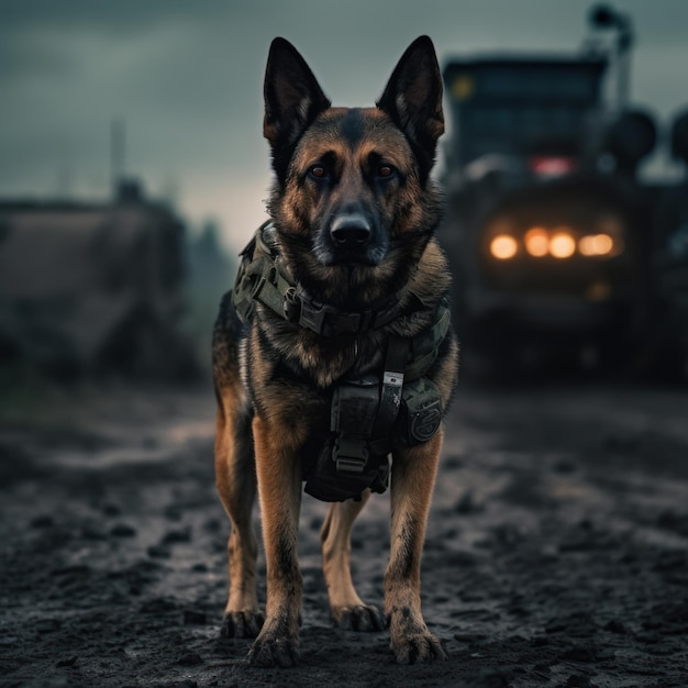 A military service dog at a military base