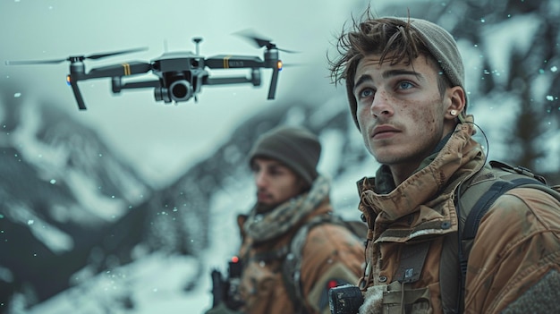 military soldiers operate a drone FPV drone