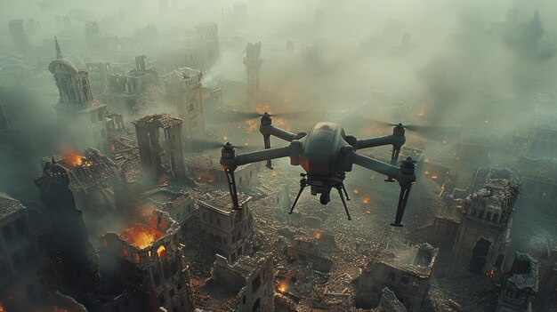 Photo a military strike drone or quadcopter