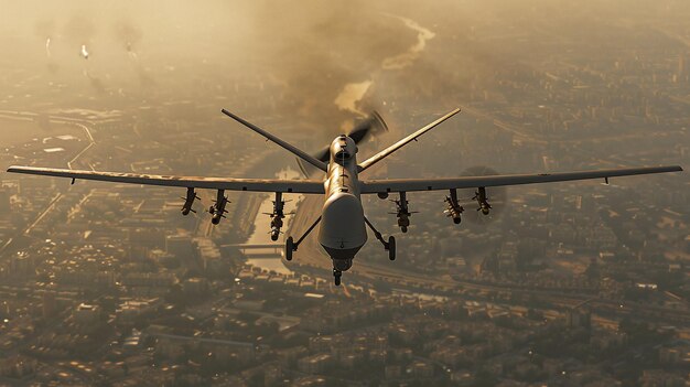 Photo a military strike drone or quadcopter