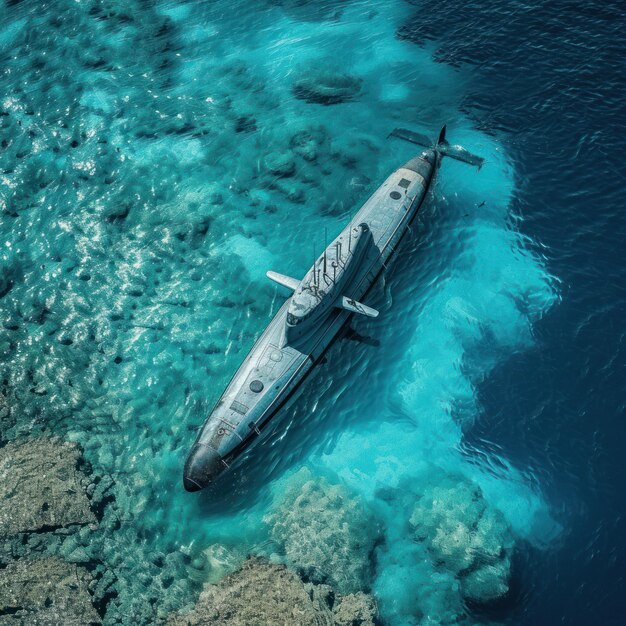 Photo military submarines dive at the bottom of sea trenches traveling the surface of the seas and oceans