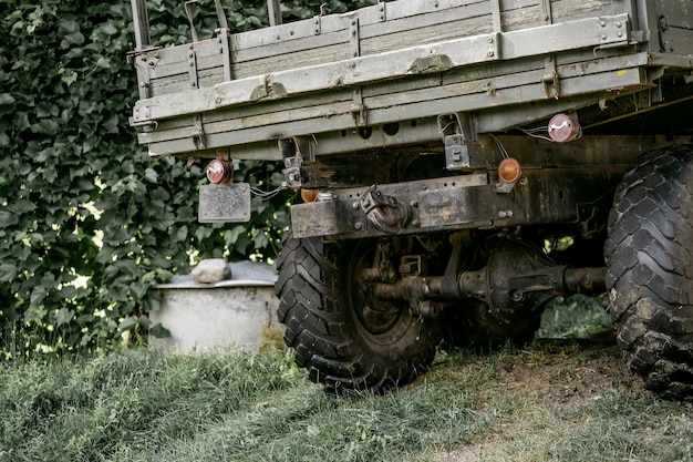 Military vehicle for transporting people rear view