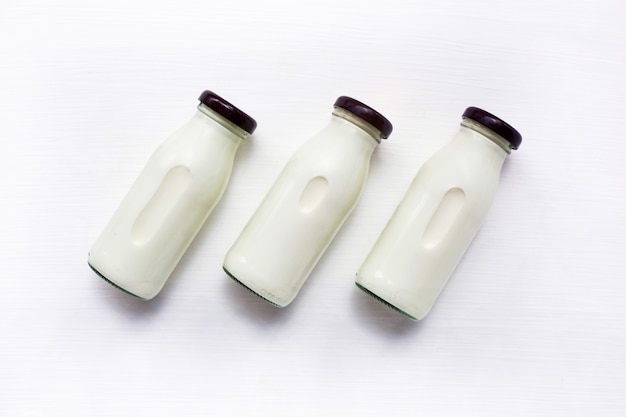 Milk bottle on white background