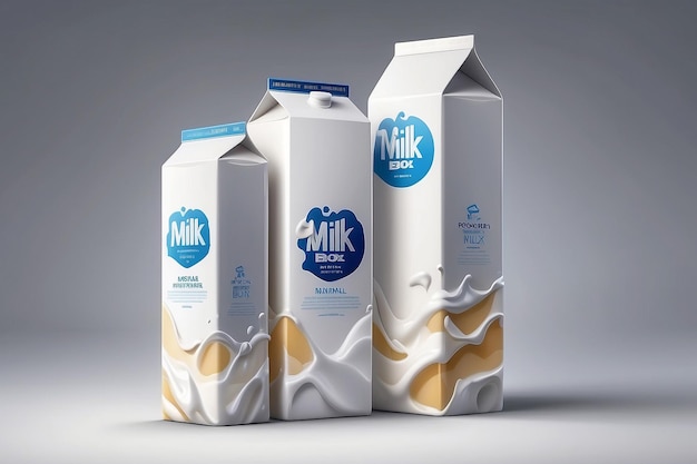 Photo milk box poster realistic packing natural milky