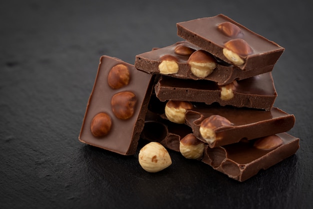 Milk chocolate pieces with nuts