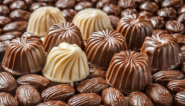 Milk chocolate tasty candies background Sweet food