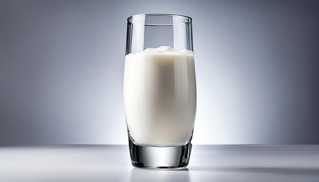 Photo milk in a clear glass