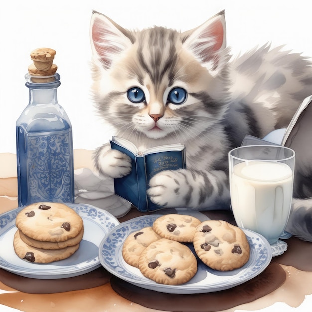 Milk Cookies and a Cute Kitten